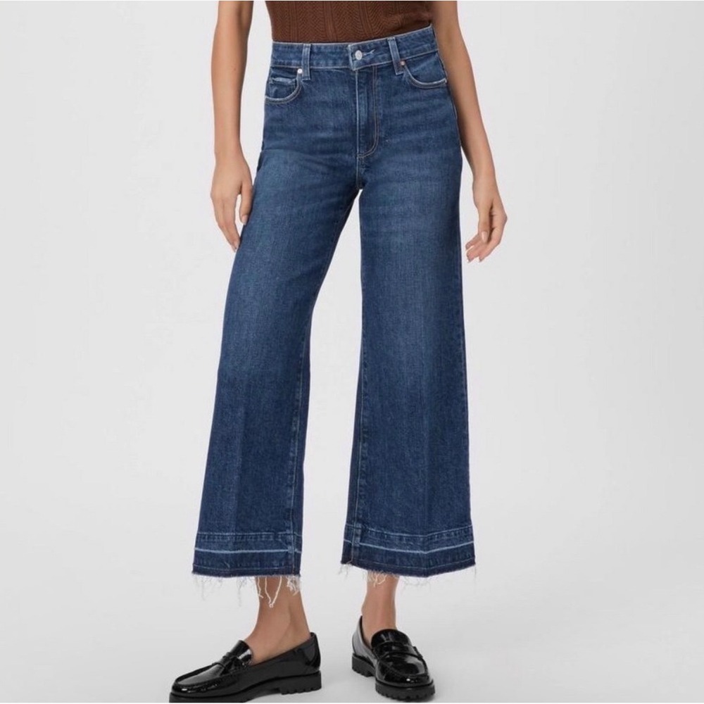 Paige Anessa Jeans Women 26 Alana Blue High Rise Wide Leg Undone Hem 26x26